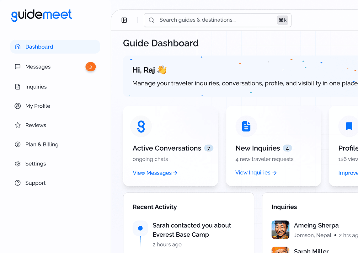 Guide dashboard screenshot